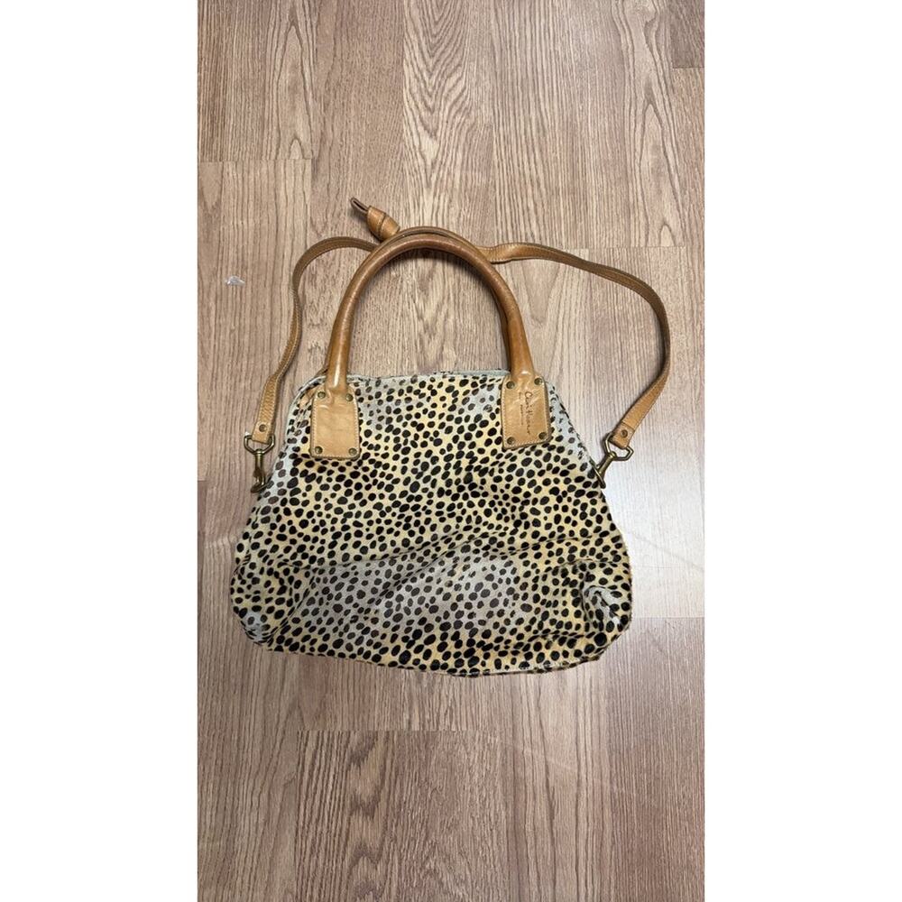 Ceri Hoover Leopard Print Purse with Leather Handles